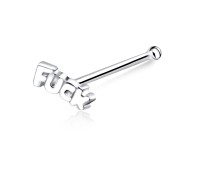 FUCK Scripted Silver Bone Nose Stud NSKD-320